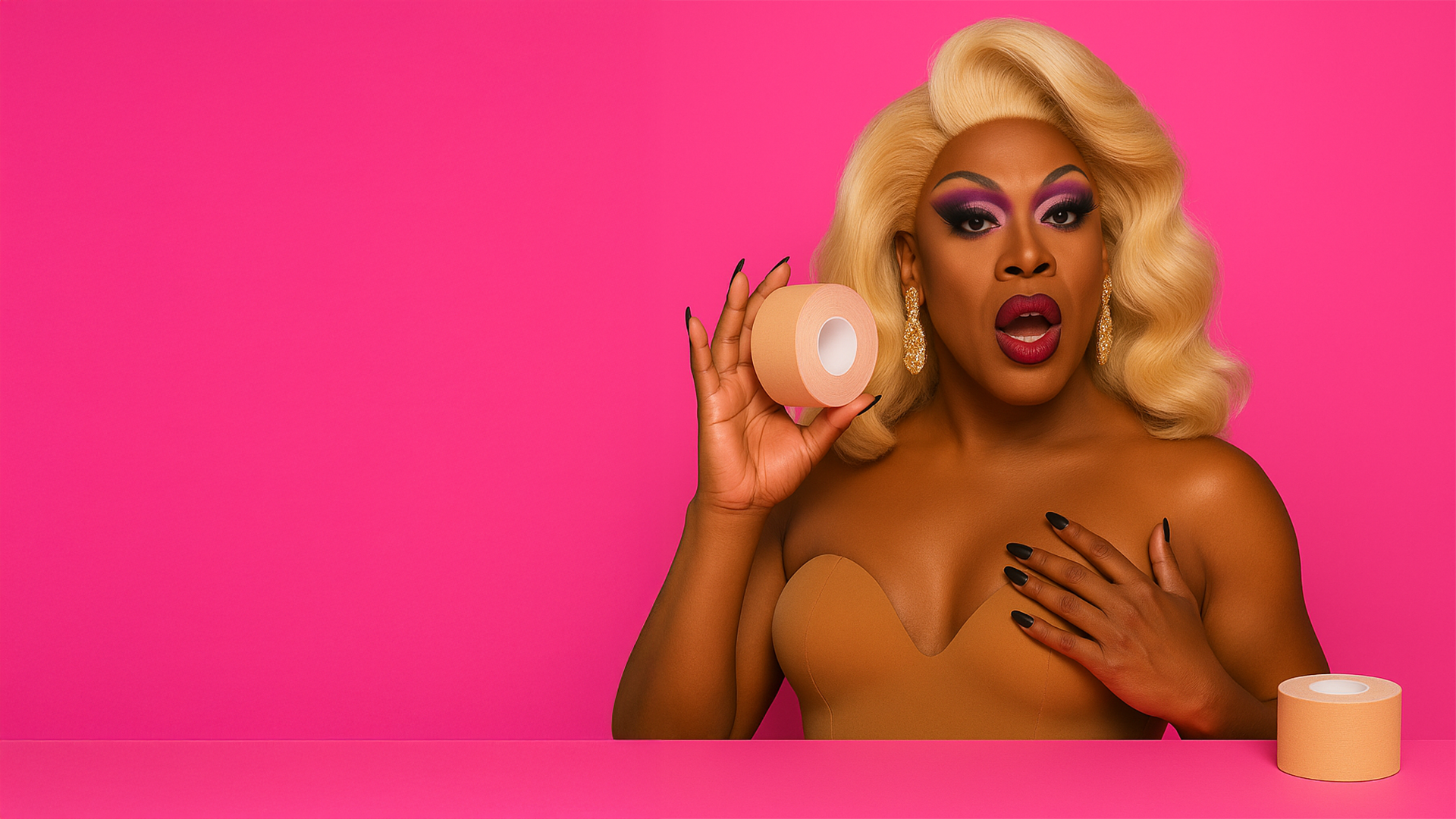 Nude cleavage boob tape roll for drag queens